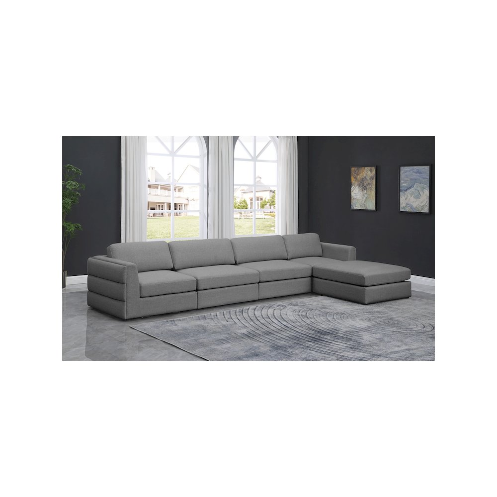 Beckham Grey Durable Linen Textured Fabric Modular Sectional