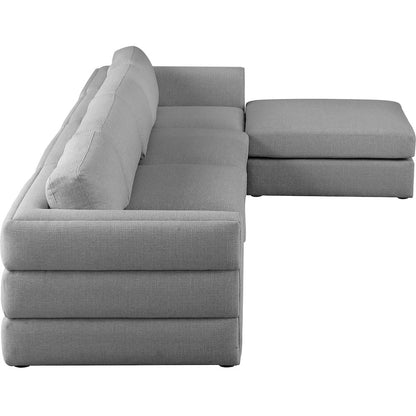 Beckham Grey Durable Linen Textured Fabric Modular Sectional