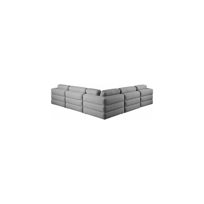 Beckham Grey Durable Linen Textured Fabric Modular Sectional