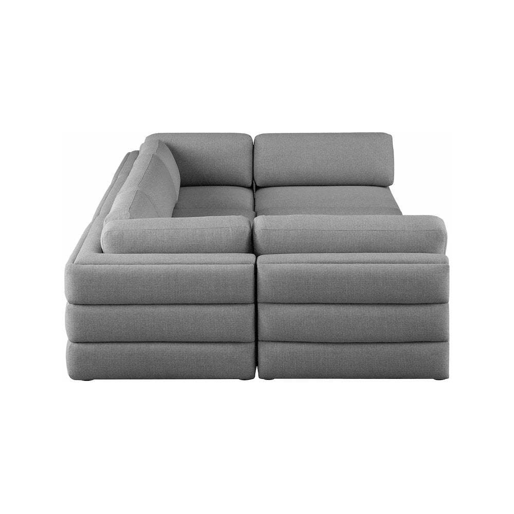 Beckham Grey Durable Linen Textured Fabric Modular Sectional