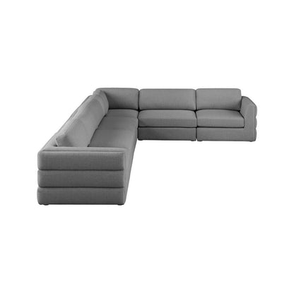 Beckham Grey Durable Linen Textured Fabric Modular Sectional