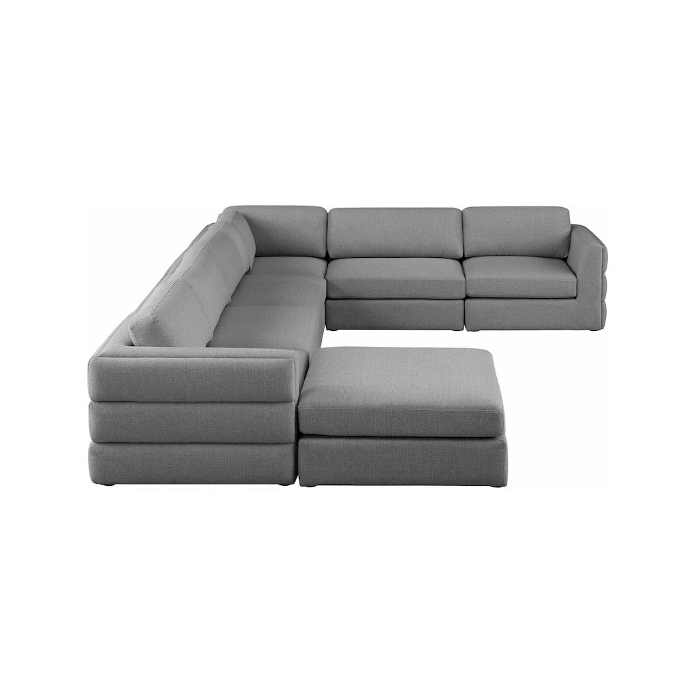Beckham Grey Durable Linen Textured Fabric Modular Sectional