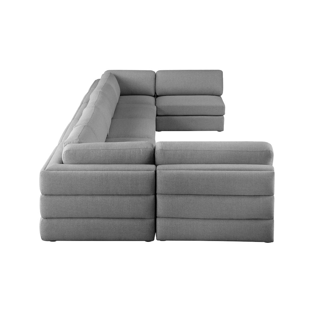 Beckham Grey Durable Linen Textured Fabric Modular Sectional