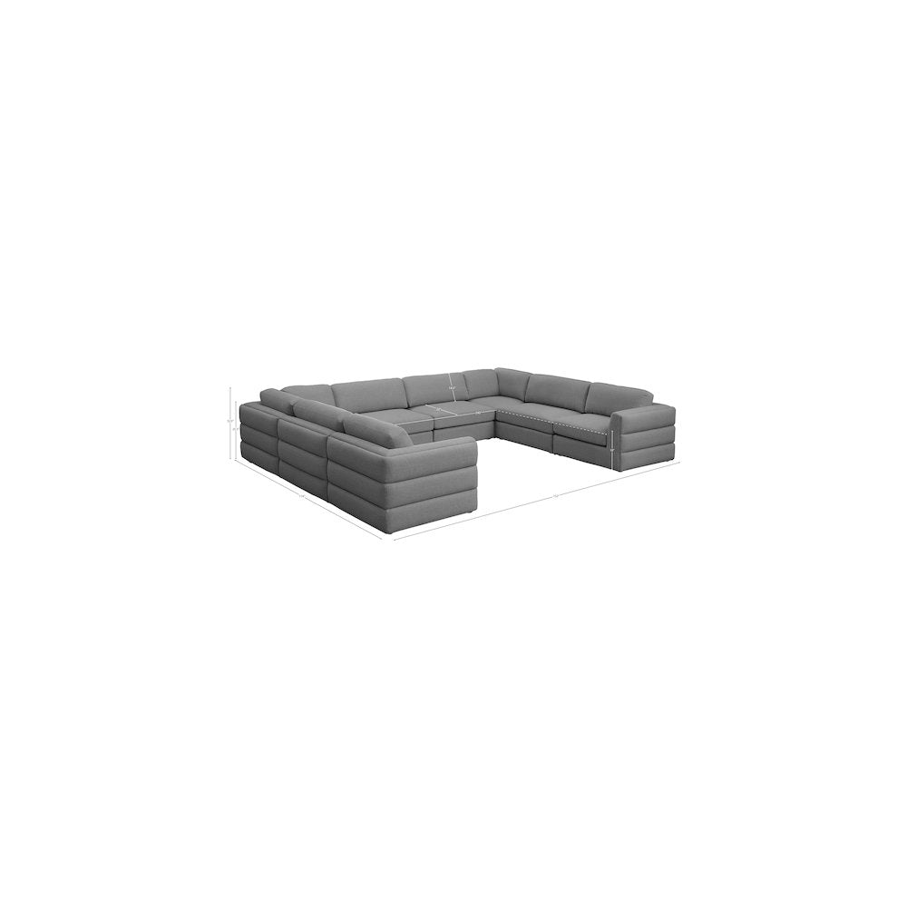 Beckham Grey Durable Linen Textured Fabric Modular Sectional