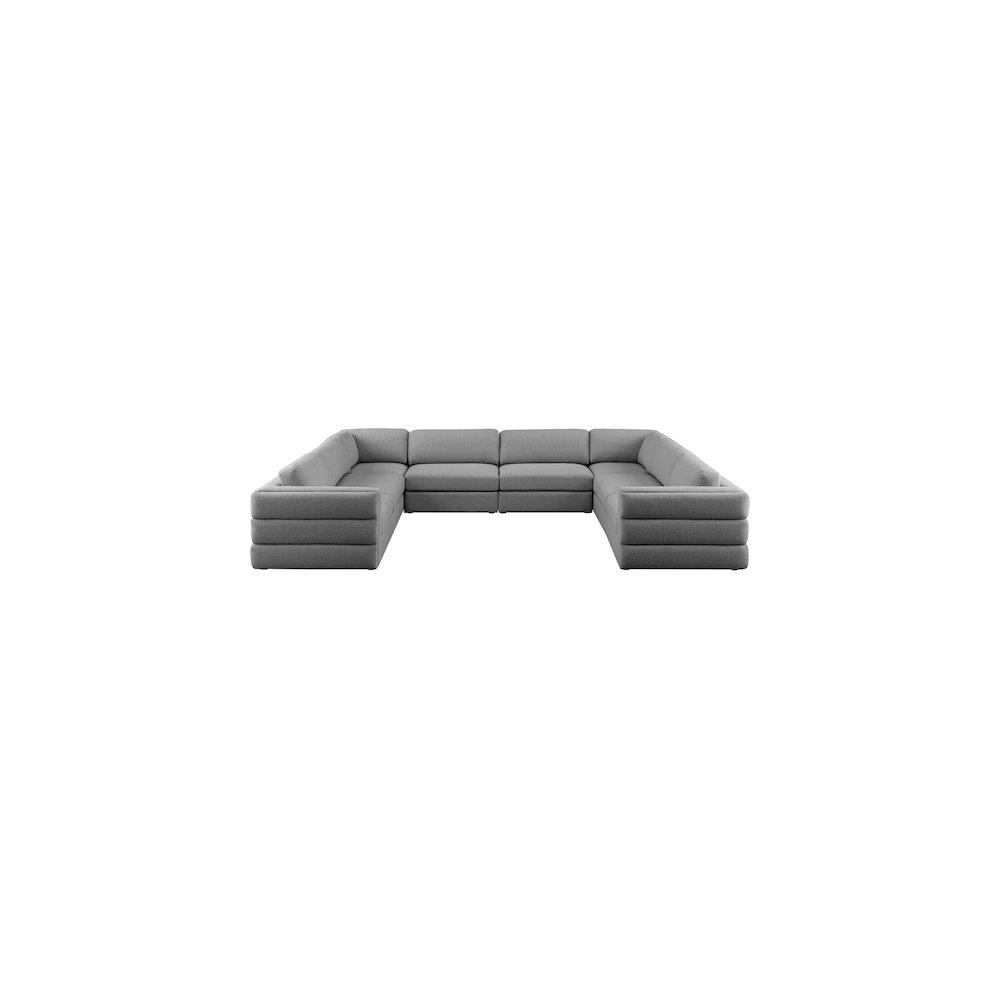 Beckham Grey Durable Linen Textured Fabric Modular Sectional
