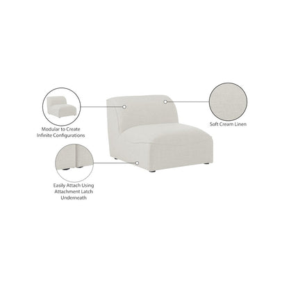 Miramar Cream Durable Linen Textured Armless