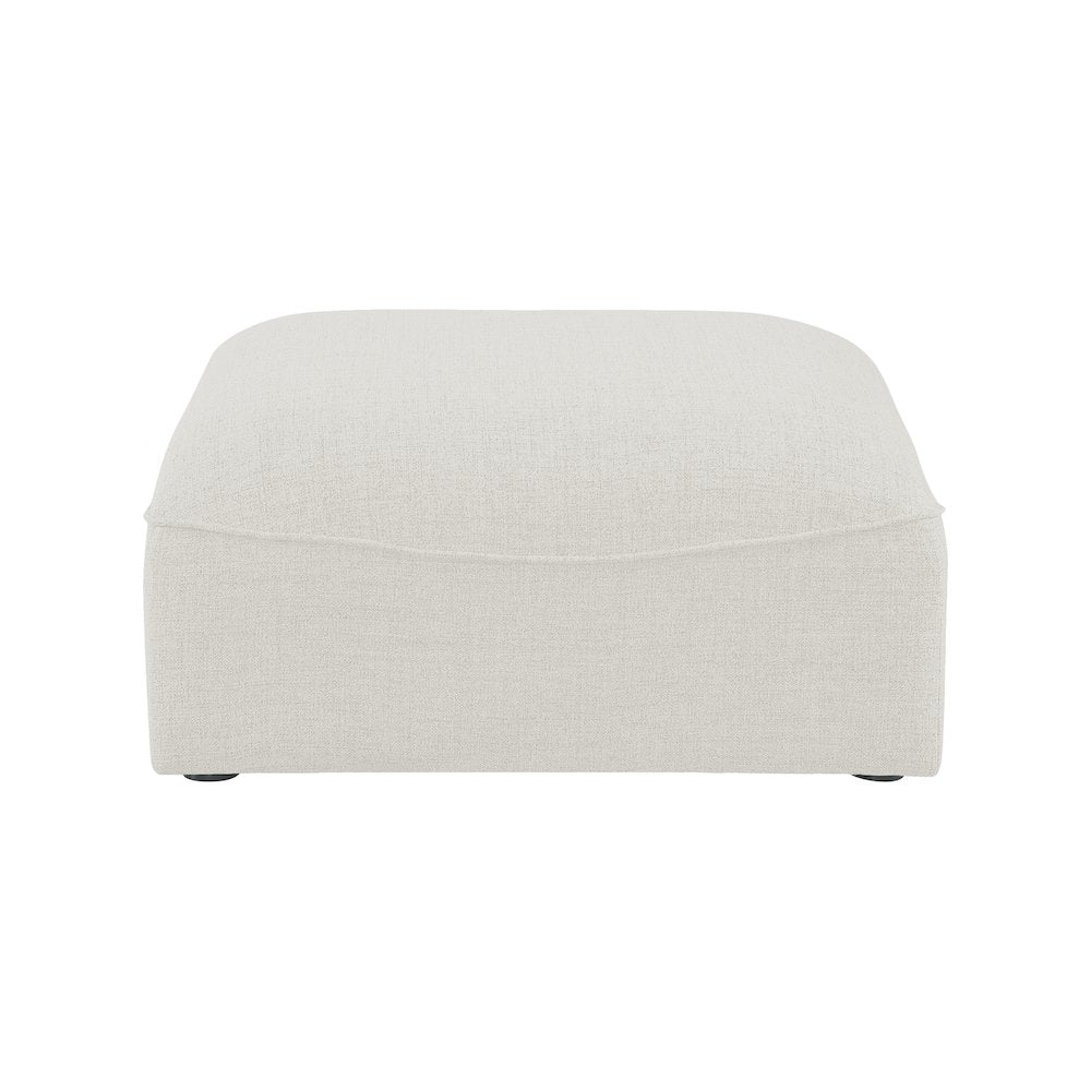 Miramar Cream Durable Linen Textured Ottoman
