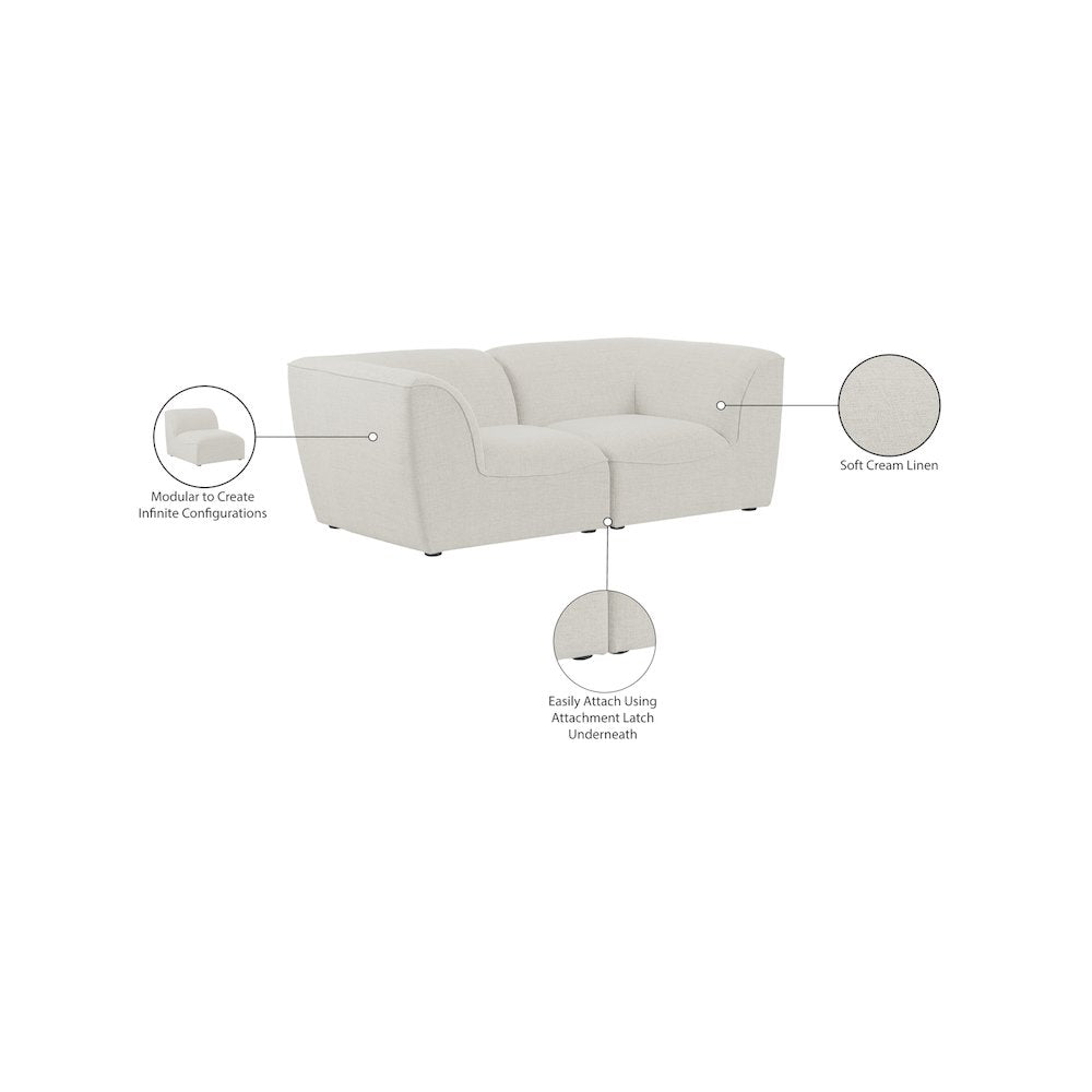 Miramar Cream Durable Linen Textured Modular Sofa