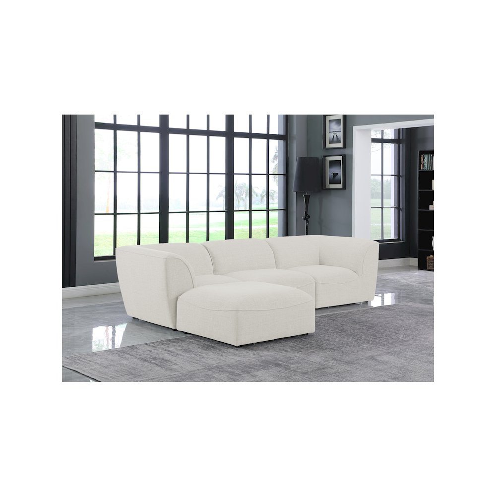 Miramar Cream Durable Linen Textured Modular Sectional