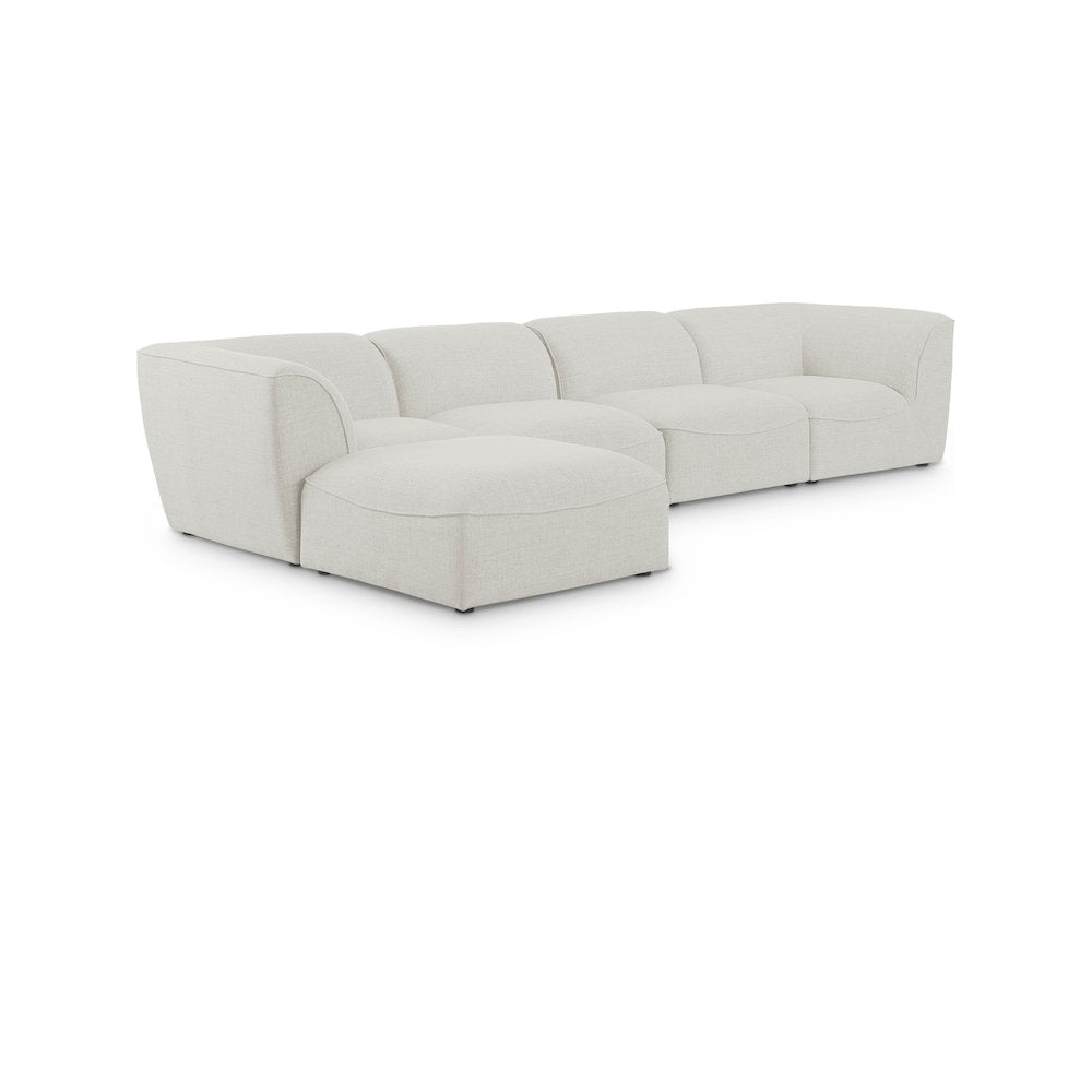 Miramar Cream Durable Linen Textured Modular Sectional