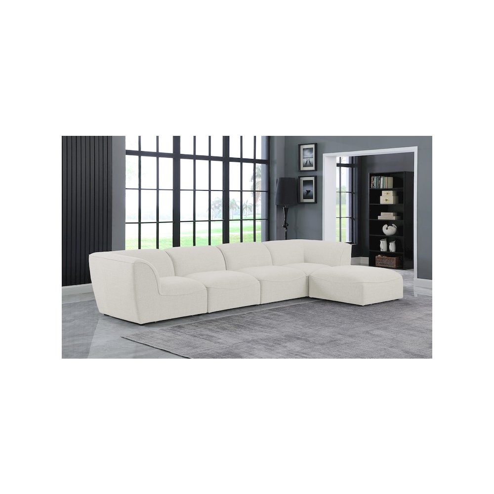 Miramar Cream Durable Linen Textured Modular Sectional