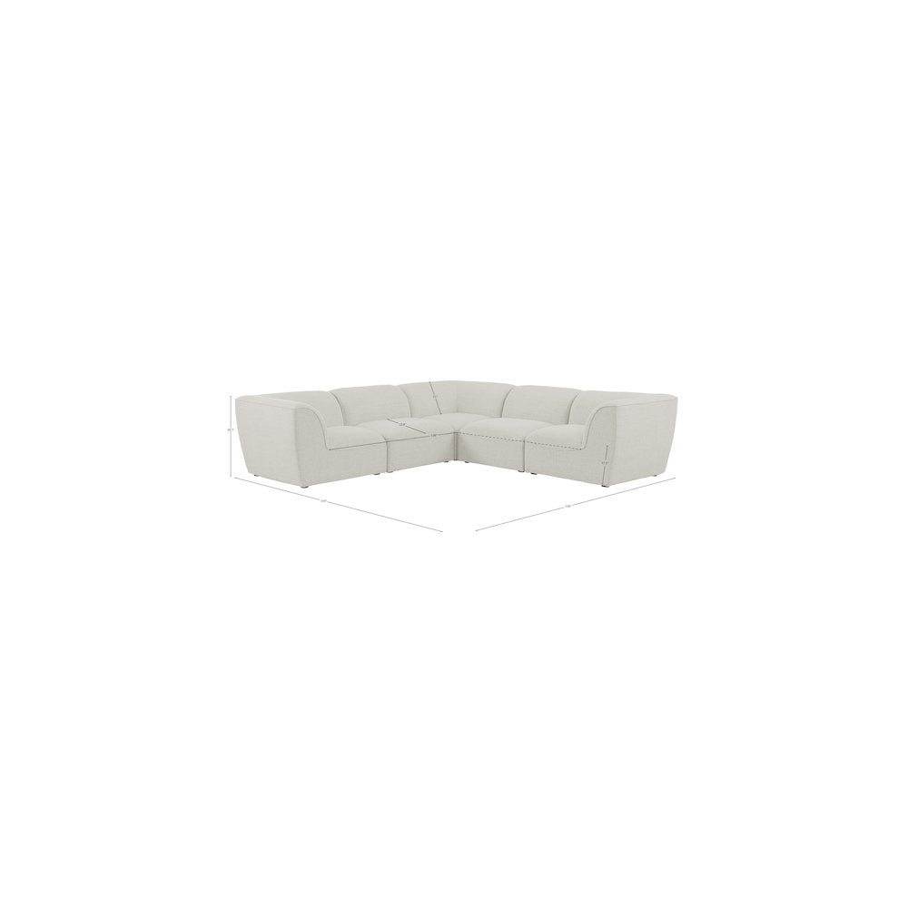 Miramar Cream Durable Linen Textured Modular Sectional