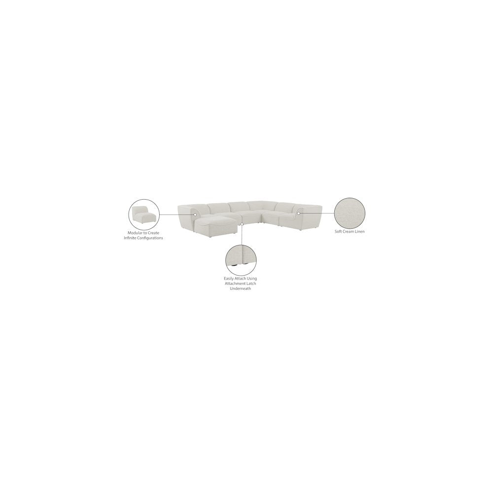 Miramar Cream Durable Linen Textured Modular Sectional