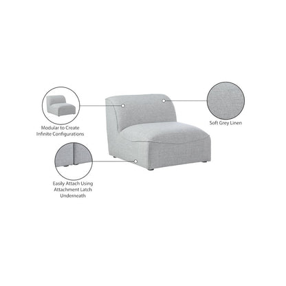 Miramar Grey Durable Linen Textured Armless