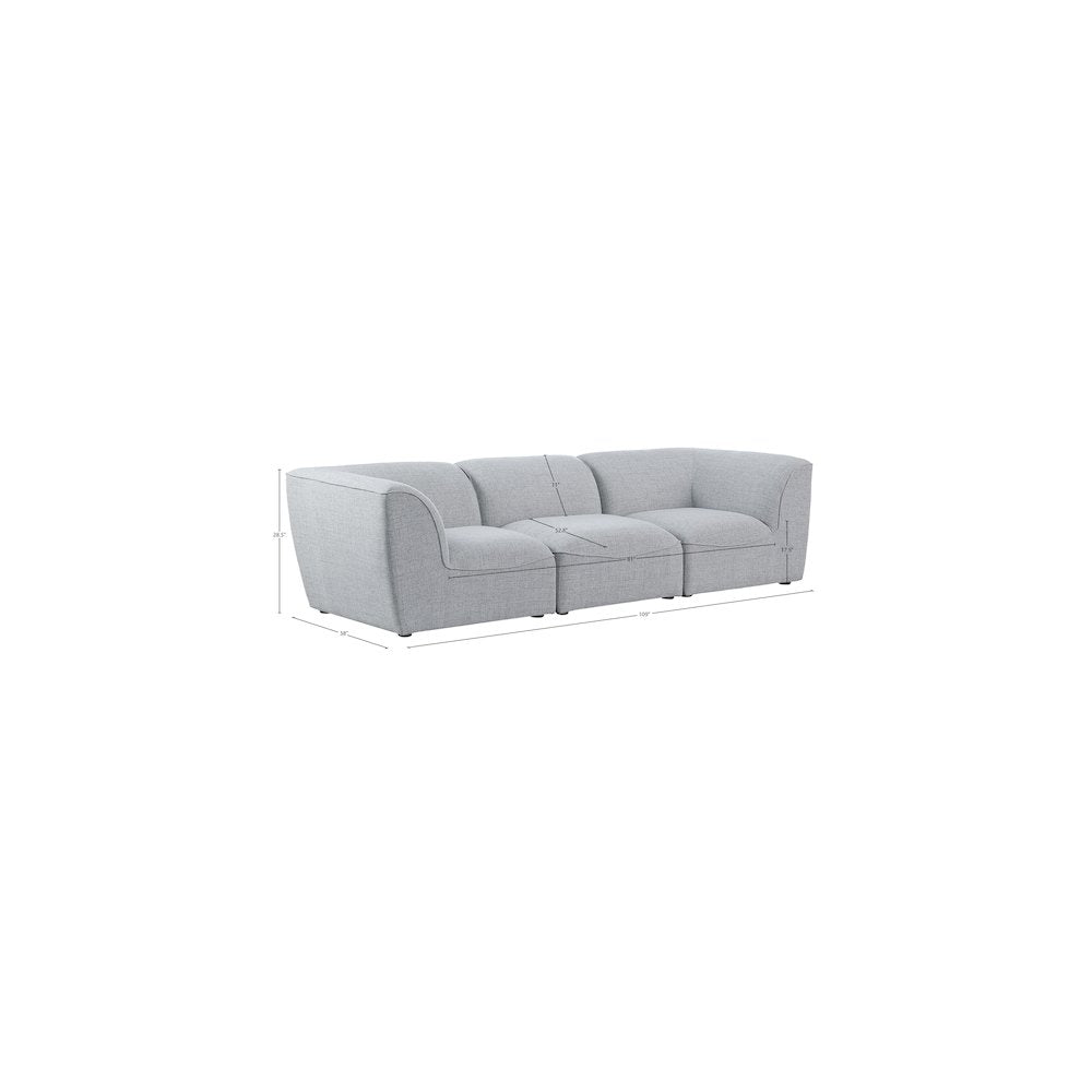 Miramar Grey Durable Linen Textured Modular Sofa