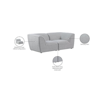 Miramar Grey Durable Linen Textured Modular Sofa