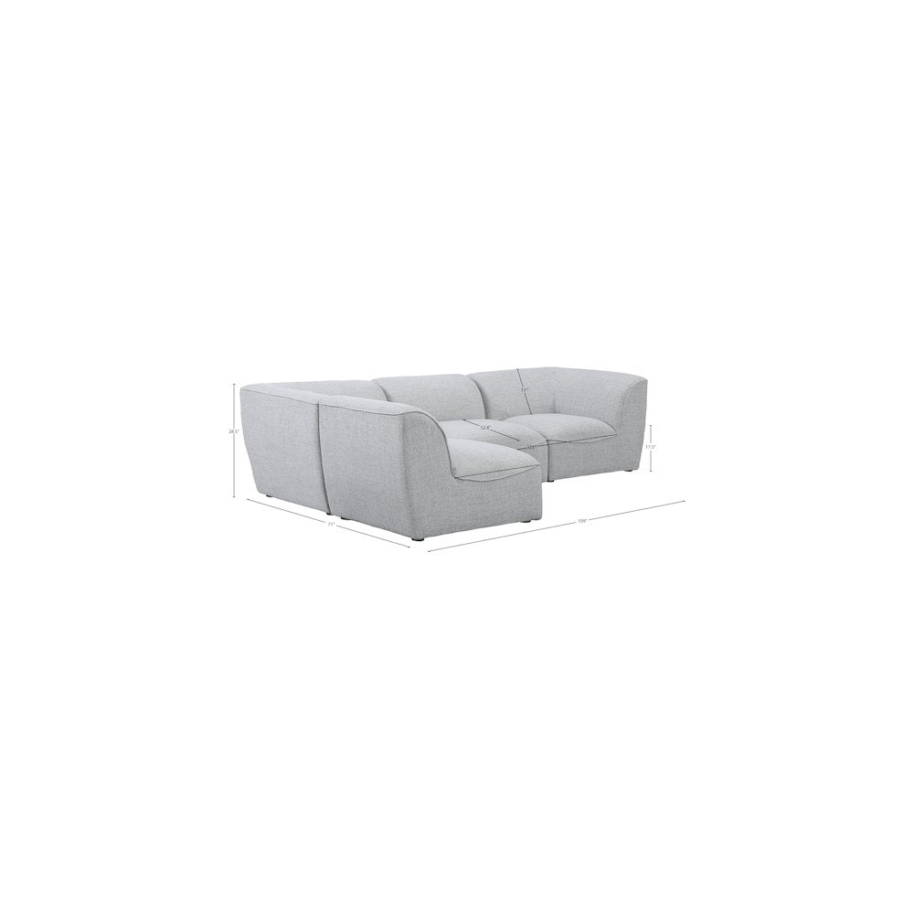 Miramar Grey Durable Linen Textured Modular Sectional