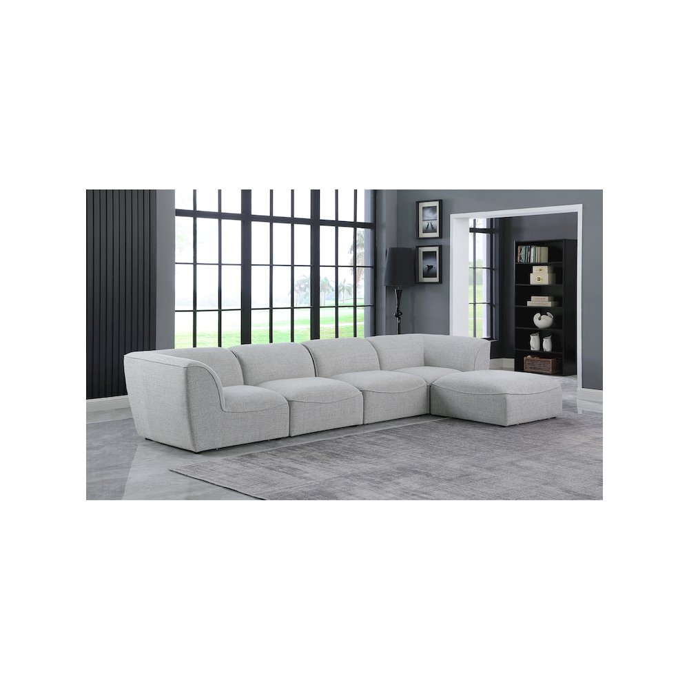Miramar Grey Durable Linen Textured Modular Sectional