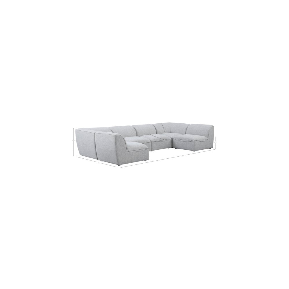 Miramar Grey Durable Linen Textured Modular Sectional