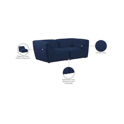Miramar Navy Durable Linen Textured Modular Sofa