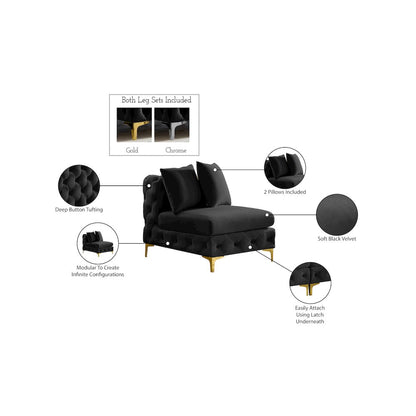 Tremblay Black Velvet Armless Chair