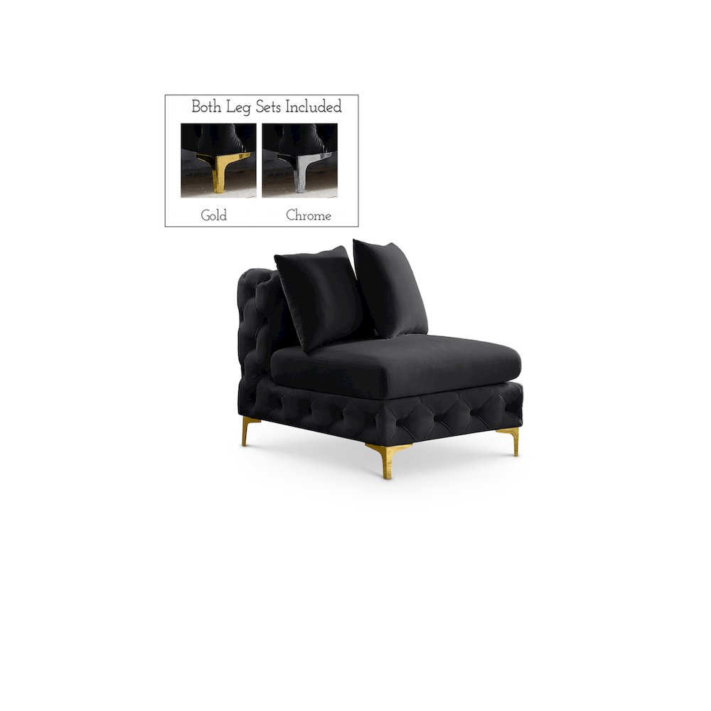 Tremblay Black Velvet Armless Chair