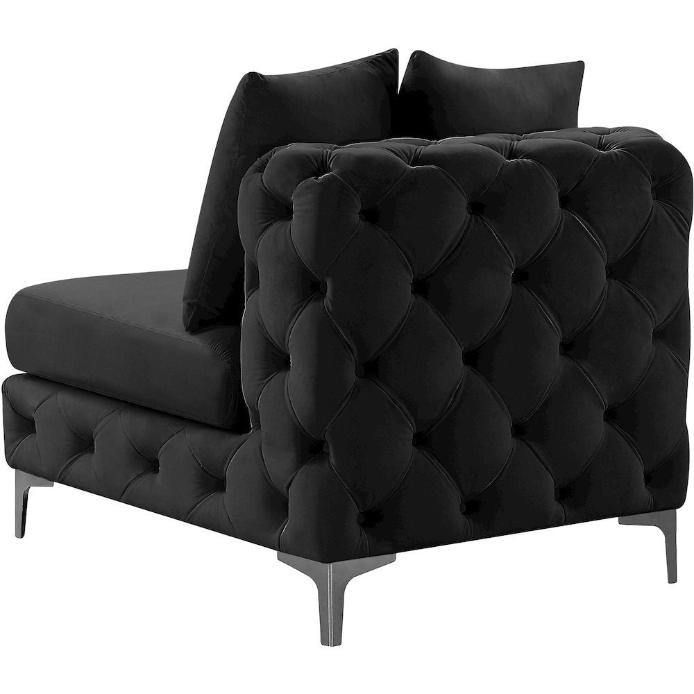 Tremblay Black Velvet Armless Chair