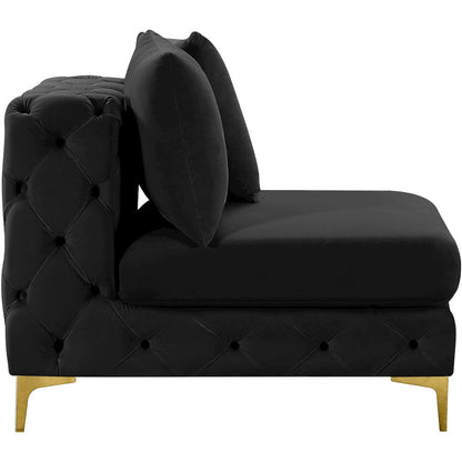 Tremblay Black Velvet Armless Chair