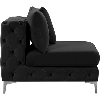 Tremblay Black Velvet Armless Chair