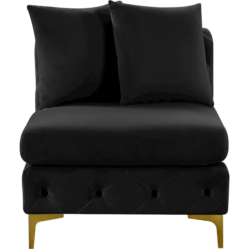 Tremblay Black Velvet Armless Chair