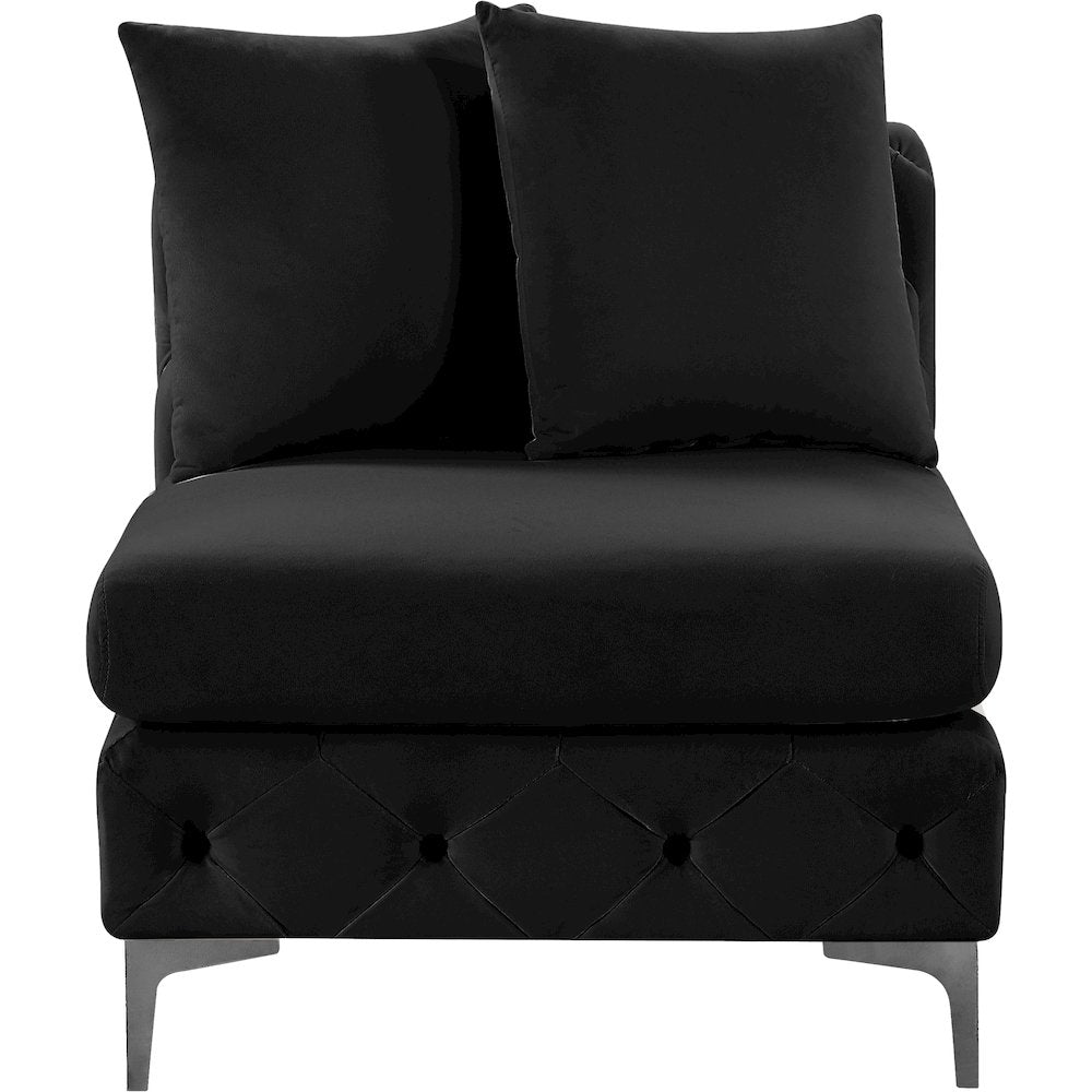 Tremblay Black Velvet Armless Chair