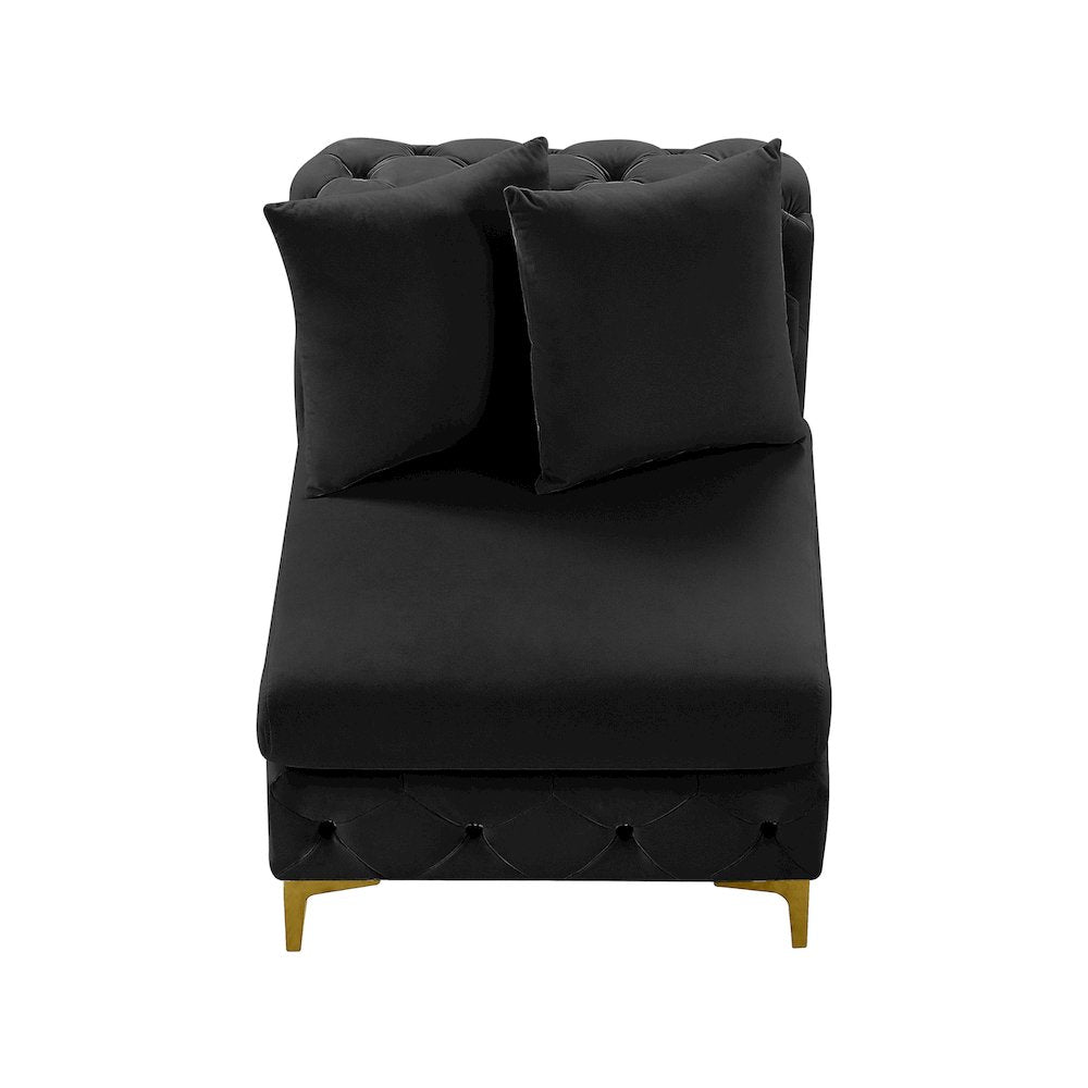 Tremblay Black Velvet Armless Chair