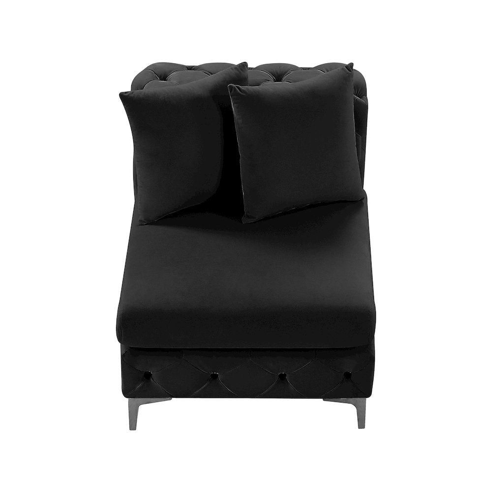 Tremblay Black Velvet Armless Chair