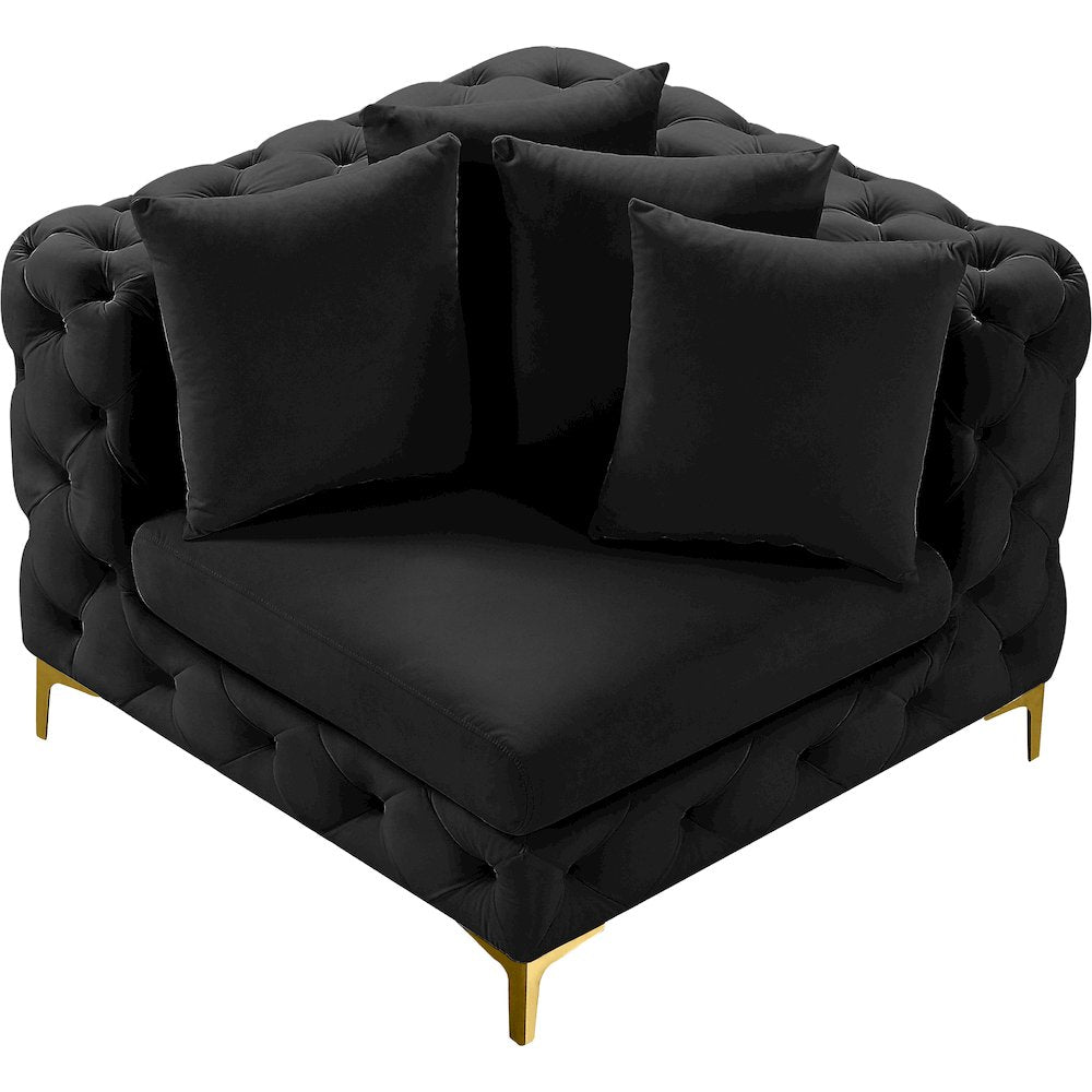 Tremblay Black Velvet Corner Chair