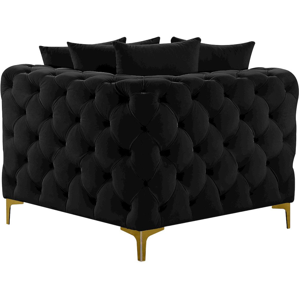 Tremblay Black Velvet Corner Chair