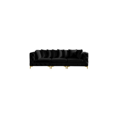 Tremblay Black Velvet Modular Sofa