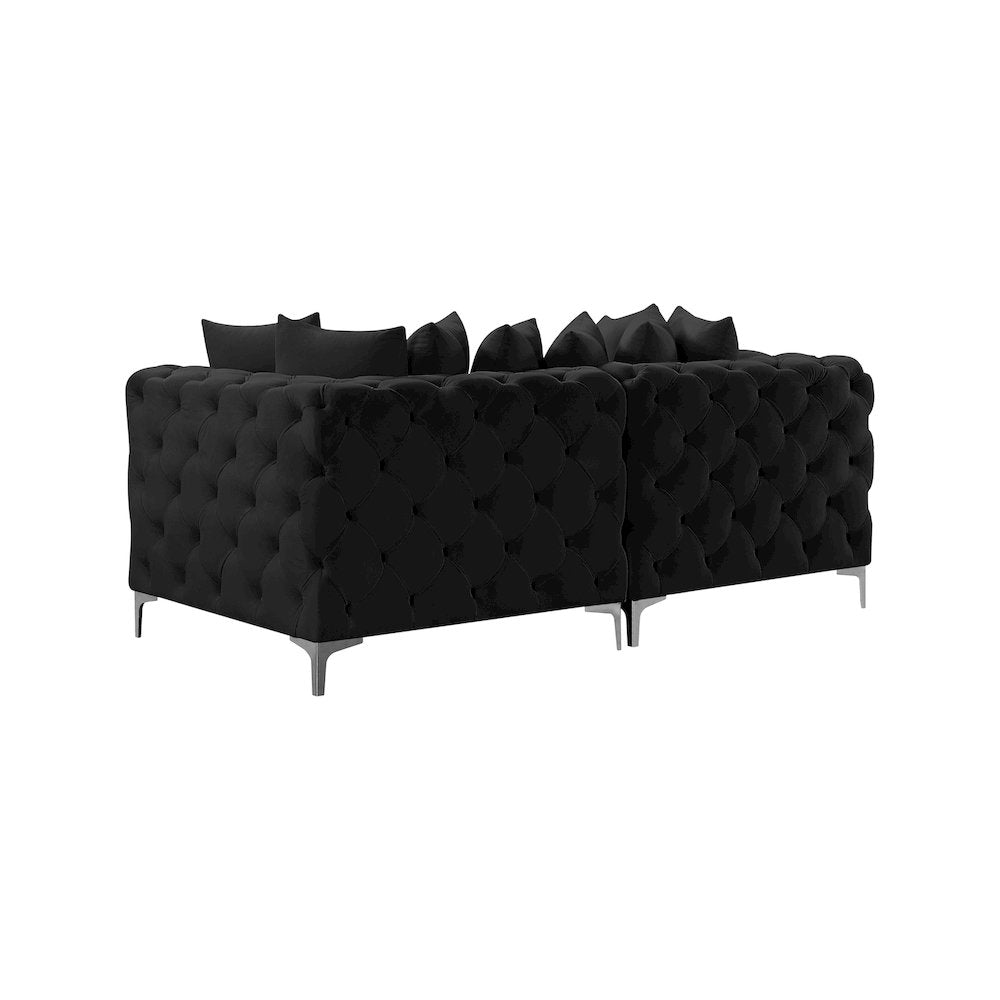 Tremblay Black Velvet Modular Sofa