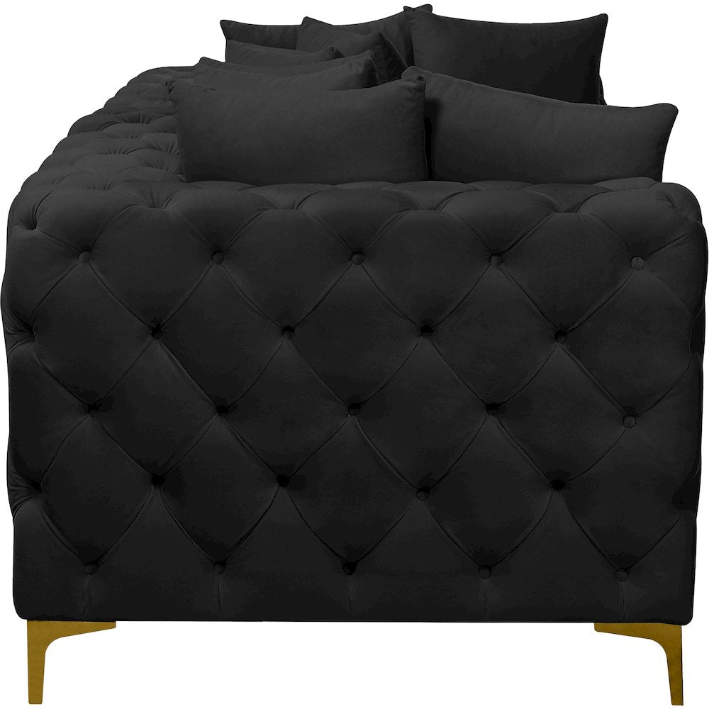 Tremblay Black Velvet Modular Sofa