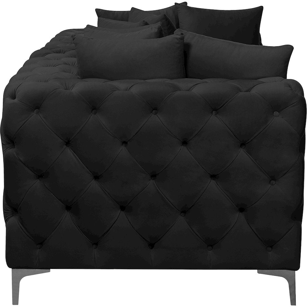 Tremblay Black Velvet Modular Sofa