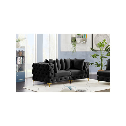 Tremblay Black Velvet Modular Sofa