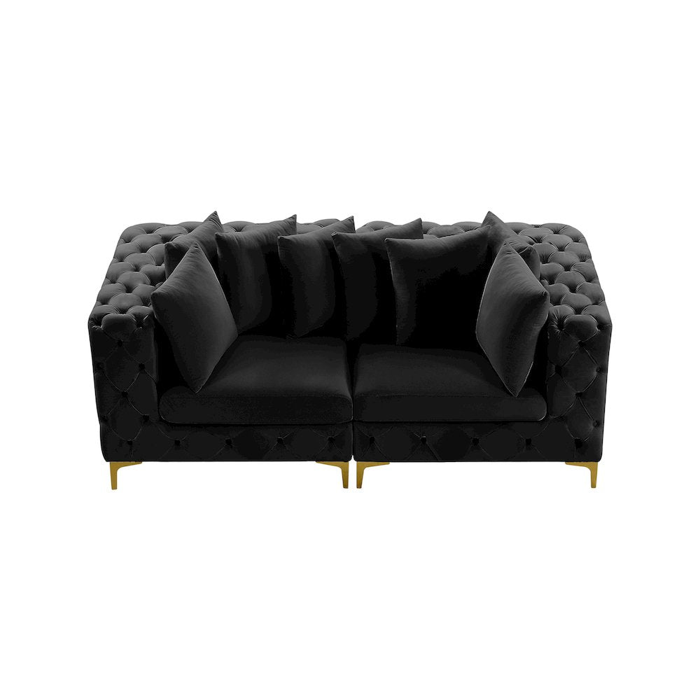 Tremblay Black Velvet Modular Sofa