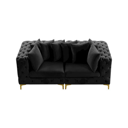 Tremblay Black Velvet Modular Sofa