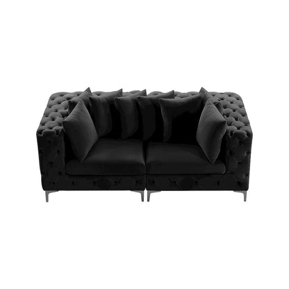Tremblay Black Velvet Modular Sofa