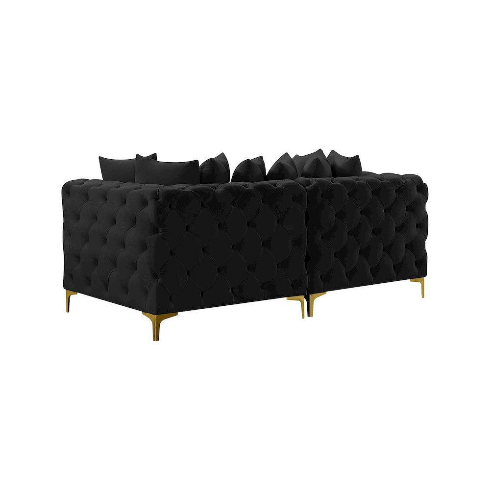 Tremblay Black Velvet Modular Sofa