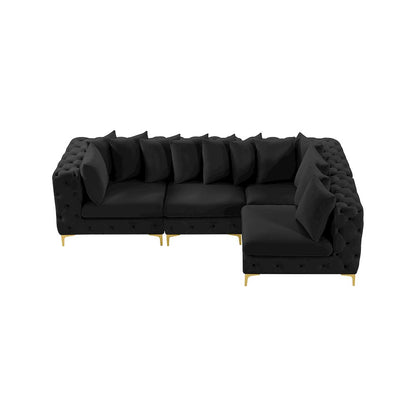 Tremblay Black Velvet Modular Sectional