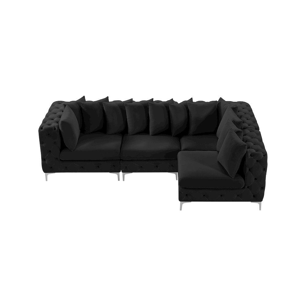 Tremblay Black Velvet Modular Sectional