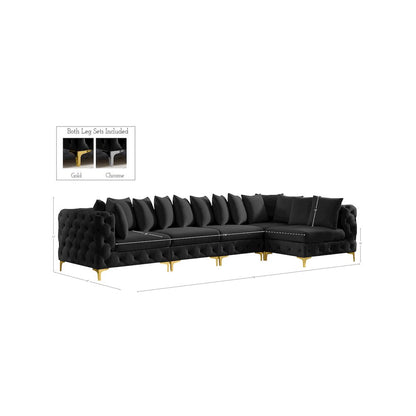 Tremblay Black Velvet Modular Sectional