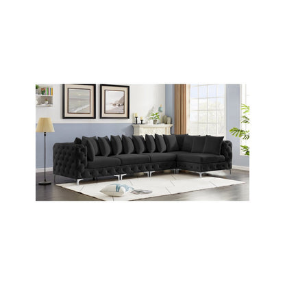 Tremblay Black Velvet Modular Sectional