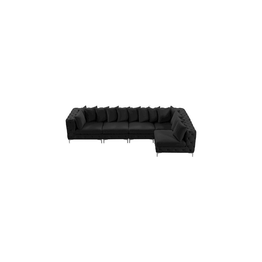 Tremblay Black Velvet Modular Sectional