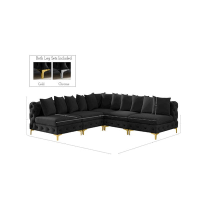 Tremblay Black Velvet Modular Sectional